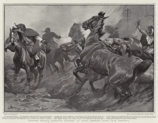 Kaffern treiben Remounts an, eine Morgenszene in der Nähe von Pretoria